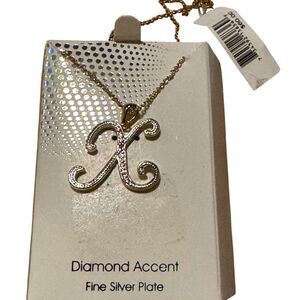 Macy's
Diamond Accent Script 18" Initial Pendant Necklace in Silver Plate